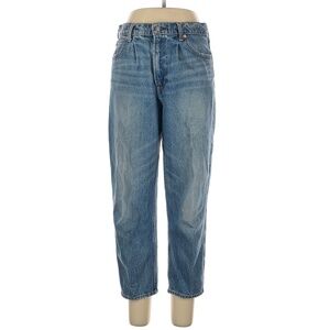 (14) Gap high waisted barrel leg indigo wash jeans